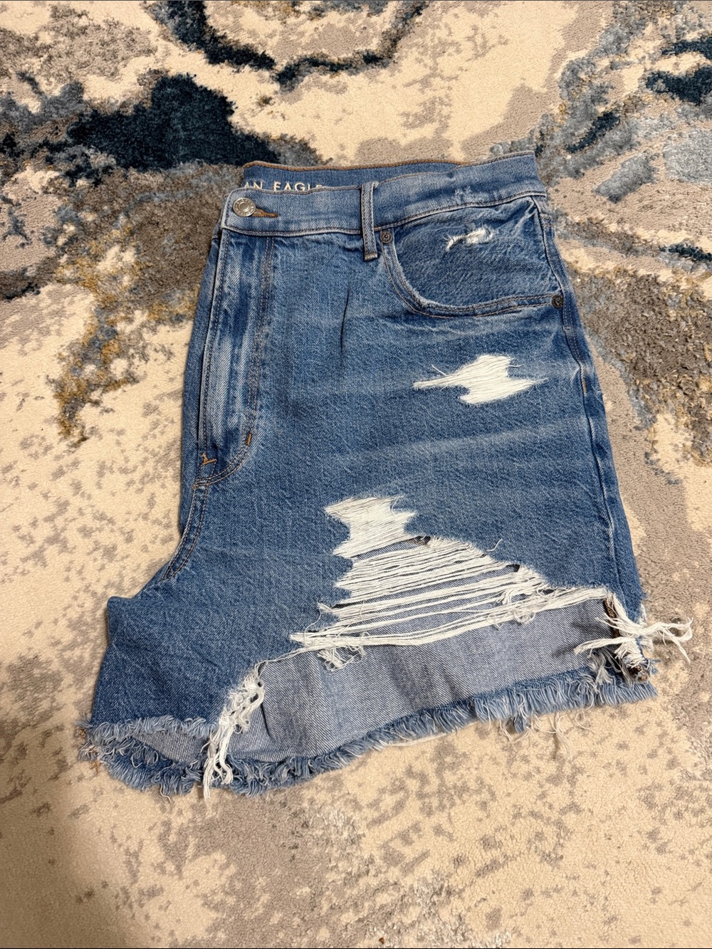 American Eagle Outfitters Distressed Blue Denim Jean Shorts